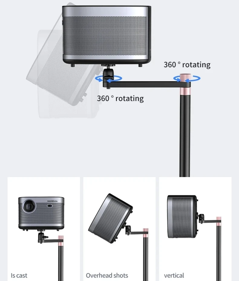 짐벌 트레이 스피커가 있는 프로젝터 브래킷 바닥 스탠드, 노트북 DSLR 카메라 프로젝터용 거치대 확장형 스탠드 마운트, 벽면