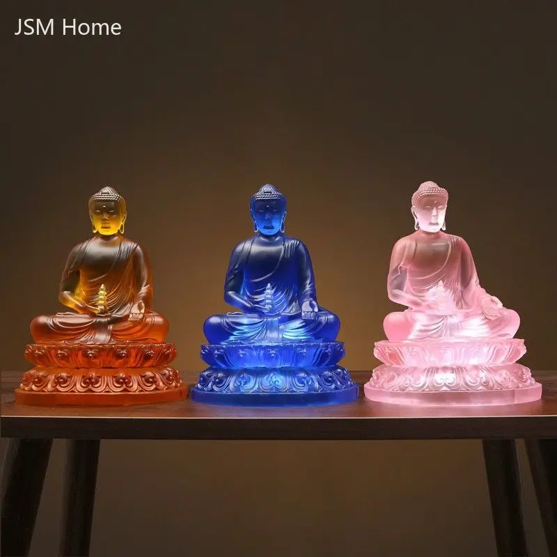 

Water Glaze Sambodhi Buddha Statue Ornaments Shakyamuni Amitabha Medicine Home Offerings