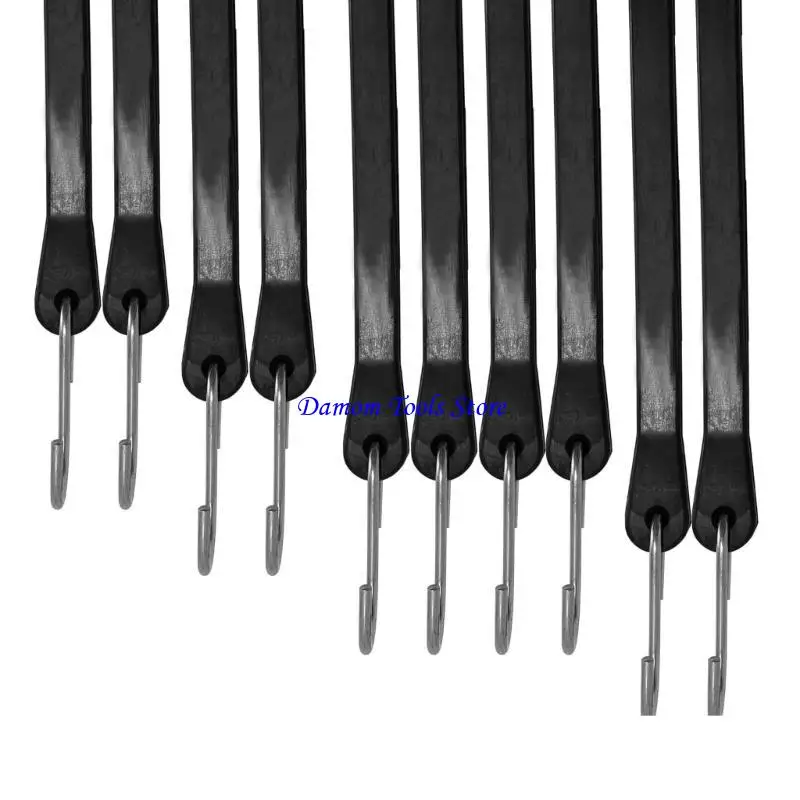 57BE 10PCS ยางผูกสายรัดสายบันจี้สายรัดด้วยสายรัดผ้าใบผ้าใบที่ปรับได้ด้วยตะขอ