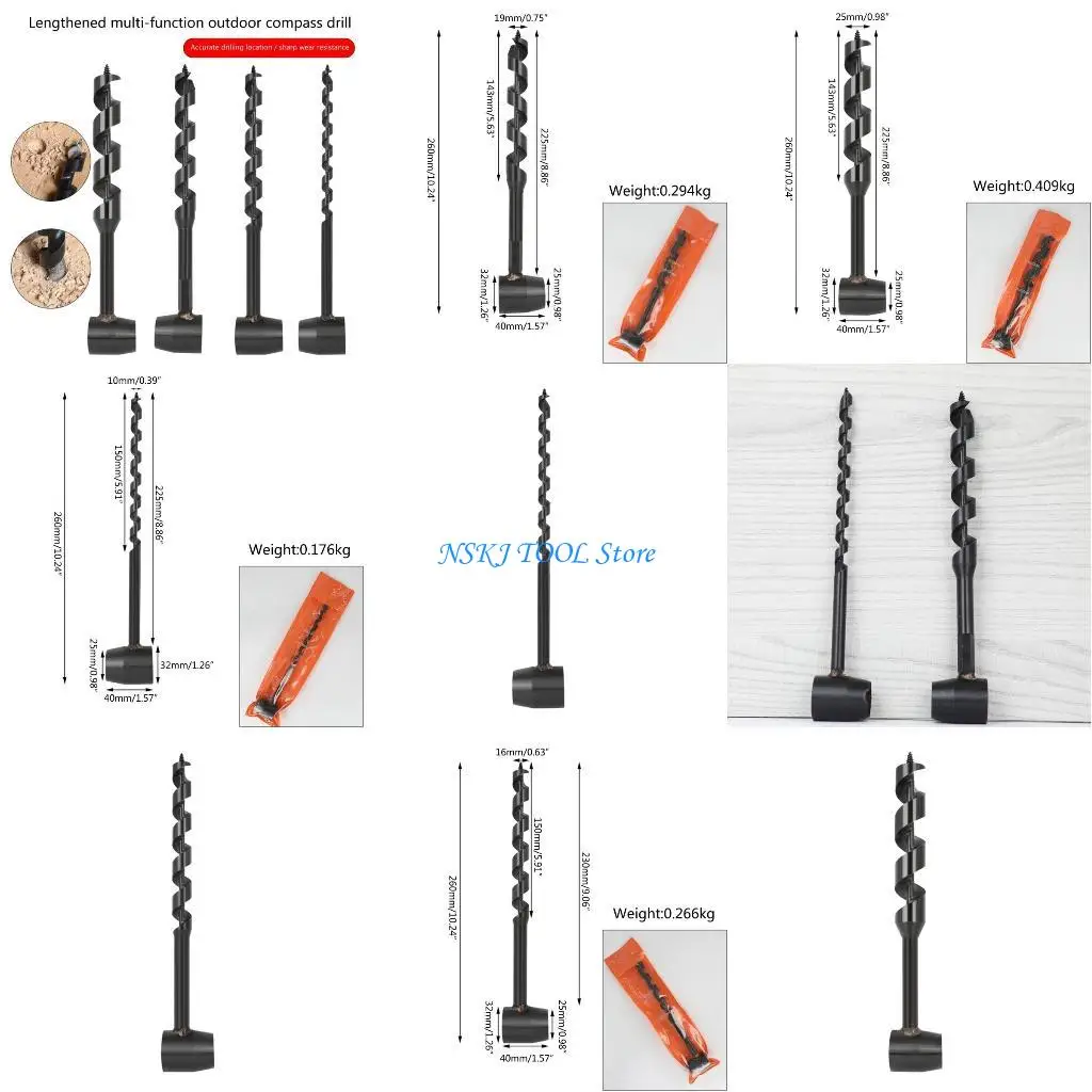 

L8RC 4-Edge Spur Auger Drill Bit Extension for Wilderness Survival and Carpentry