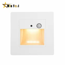 AC110V-240V PIR Motion Detector Sensor Led Stair Light Round Square Wall Corner Lamp Step Stairway Intelligent Night Lighting