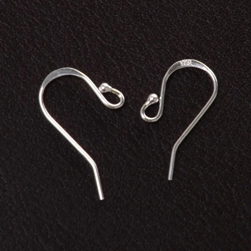 4x 925 Sterling Silver Earrings Beads Hooks for Beads Makings