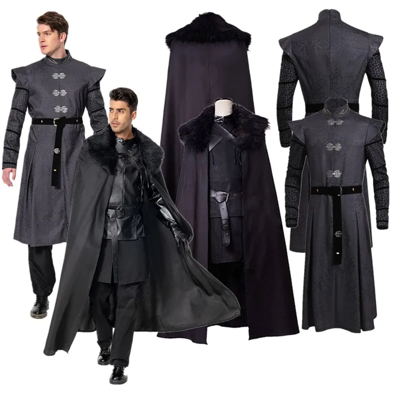 

Prince Adult Daemon Cosplay TV Dragon Snow Costume Jon Men Disguise Robe Coat Cloak Belt Outfits Halloween Carnival Party Suit