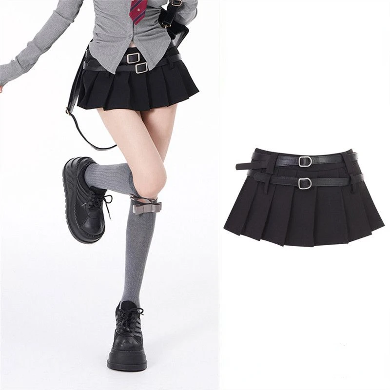 Y2k Skirt Korean Style Harajuku Kawaii Mini Skirt Hot Girl Campus Style Pleated Skirt Black All Match High Waist A-line Skirt