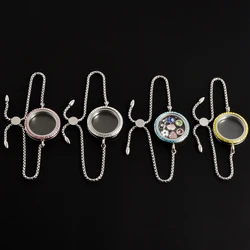 1Pc 30mm Crystal Glass Cremation Urn Locket Pendant Bracelet Round Memory Reliquary Photo Medaillon Men браслет  Jewelry