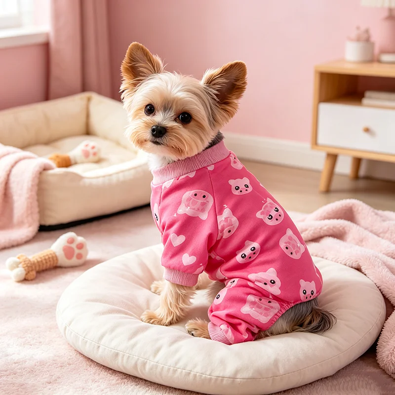 Rosa Schweinchen-Hundepyjama, Hunde- und Katzenkostüme, dehnbare, lustige Haustierkostüme, Kleidung, Pyjamas für mittelgroße Hunde – Detail 2