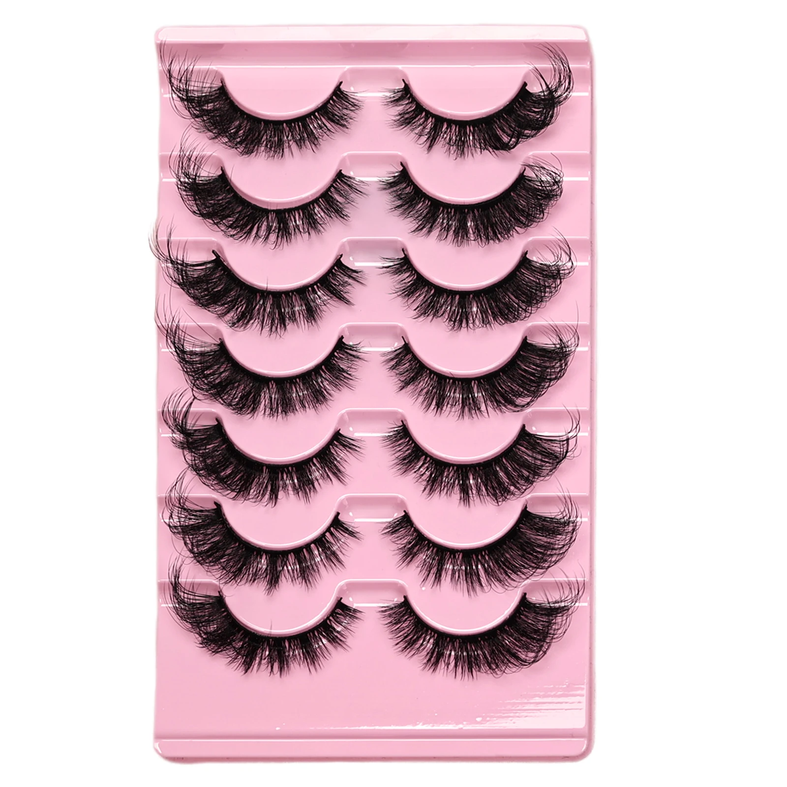 Fox Eye Lashes 7 Paar Falsche Wimpern aus Kunstnerz 3D Dicke Natürliche Dramatische Wimpern Wiederverwendbares Augen-Make-up für Tägliche Party-Cosplay – Detail 6