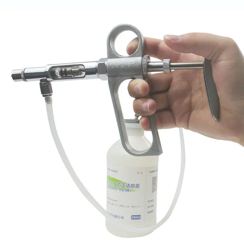 Farm Animal Medicine Feeder 0.2-2ml Metal Continuous Syringe Adjustable Continuous Use Vaccine Syringe Veterinary Tools view 3