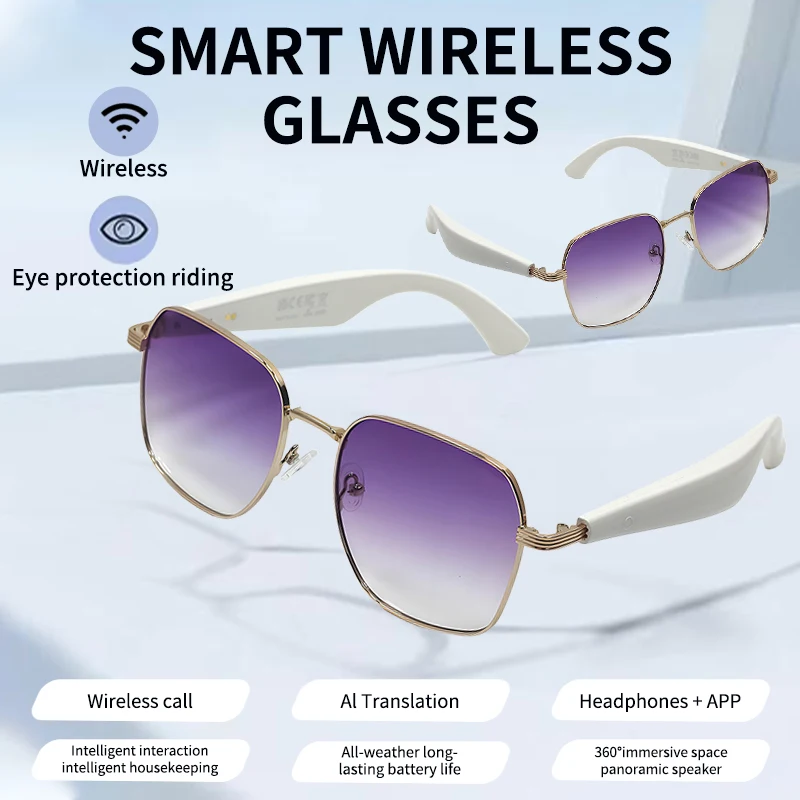 

GY200 Smart Glasses 100+ Online Language AI Automatic Dialogue Translation Bluetooth Glasses With Speaker Sports UV Protection