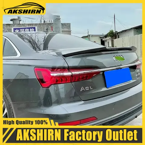 아우디 A6 C8 세단 M4 스타일 탄소 섬유 FRP 무도색 광택 블랙 단조 카본 리어 스포일러, 2019 2024 트렁크 윙