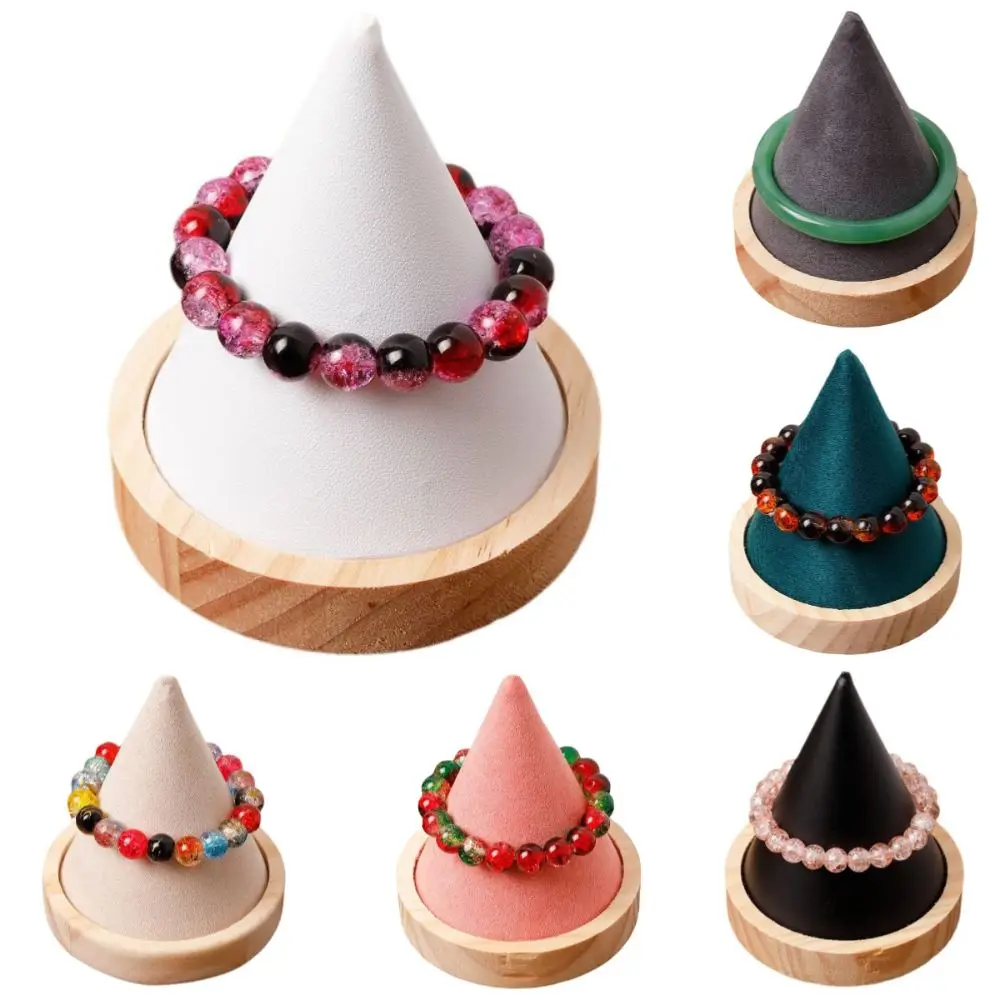Wooden Jewelry Storage Stand Creative Modern Jewelry Organizer Multifunctional Cone Shape Bracelet Display Stand For Photography