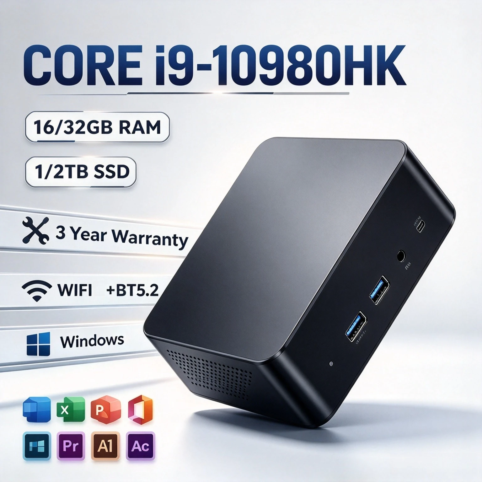 2026 MINI Core i9 10980HK  PC Windows  16GB RAM 1TB 2TB SSD WIFI BT5.2 4K HD Gaming Office Study Pc