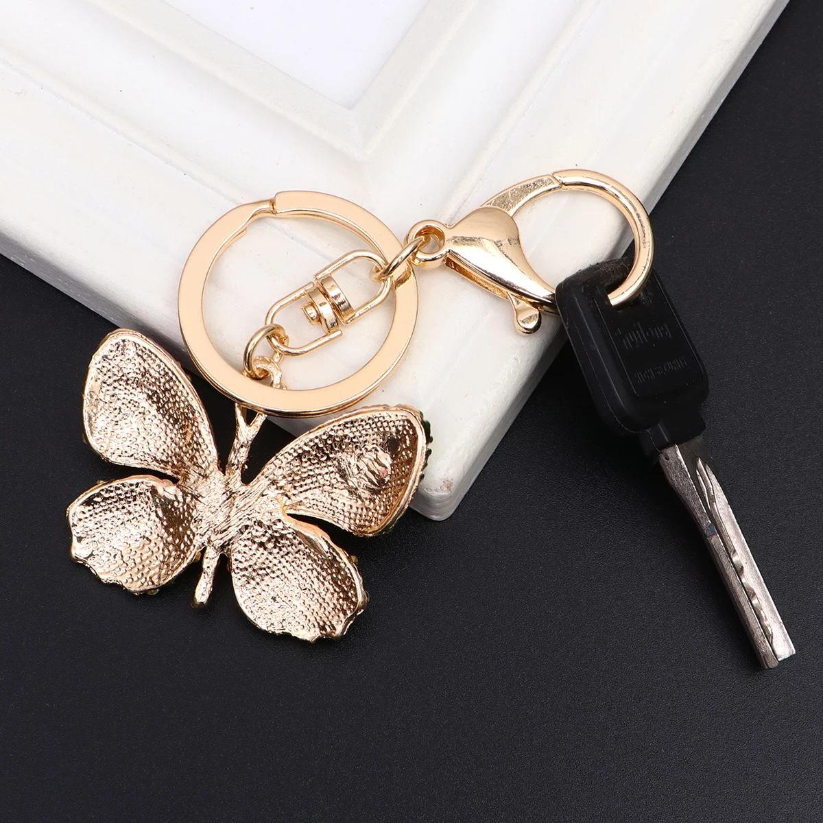 

Butterfly Shaped Keychains Rhinestone Yellow Charm Women Gifts Bag Pendants Chain Jewelry Accessories