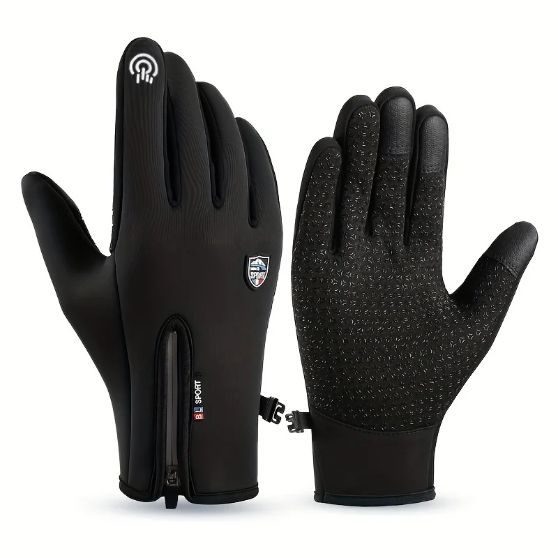 1pair Winter Cold-proof Touch Screen Gloves, Men's Windproof Waterproof Warm Gloves, For Running, Cycling, Driving, Fishing