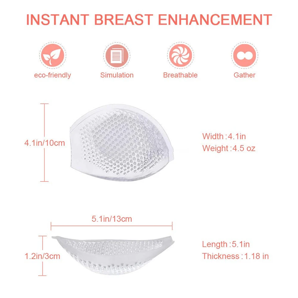 Reusable Breast Silicone Bra Inserts Swimsuit Bikini Cup Enhancer Silicone Adhesive Push Up Clear Gel Chest Pads Breast Lift Pad