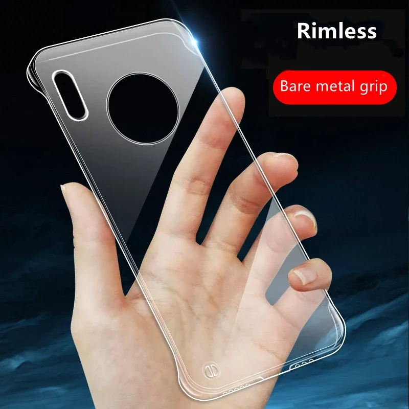 Totalmente transparente ultra fino borderless transparente caso protetor para huawei companheiro 20 30 40 pro telefone anti queda lnvisible capa