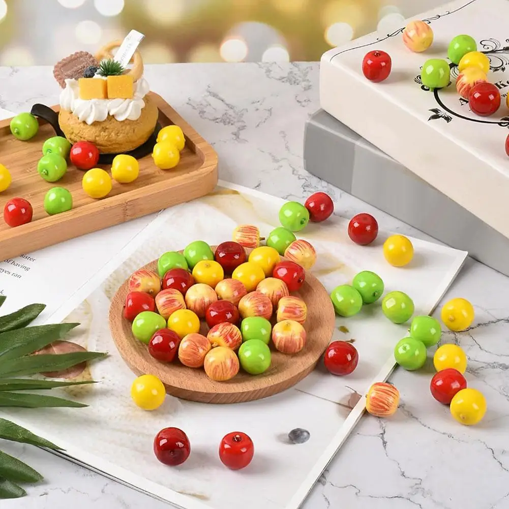 100 قطعة فاكهة رغوة اصطناعية صغيرة 2 سنتيمتر التفاح وهمية الغذاء نموذج الفواكه وهمية مضحك الفاكهة نموذج ديكور حديقة المنزل التصوير الدعائم