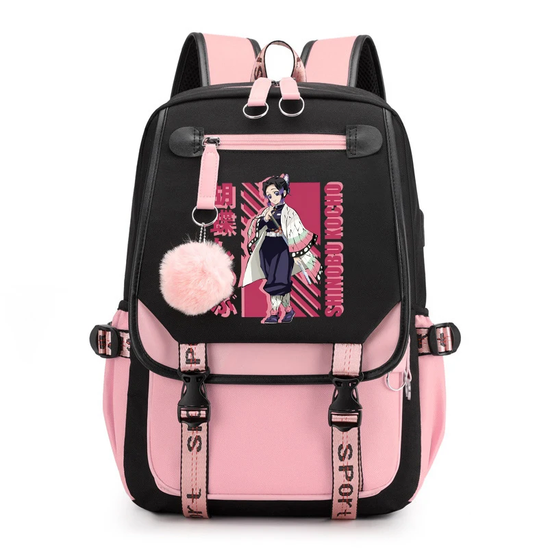 New Anime Kochou Shinobu Backpack Multifunction Backpack Women Men Girl Travel Daily Backpack Teens School Bag Laptop Bag