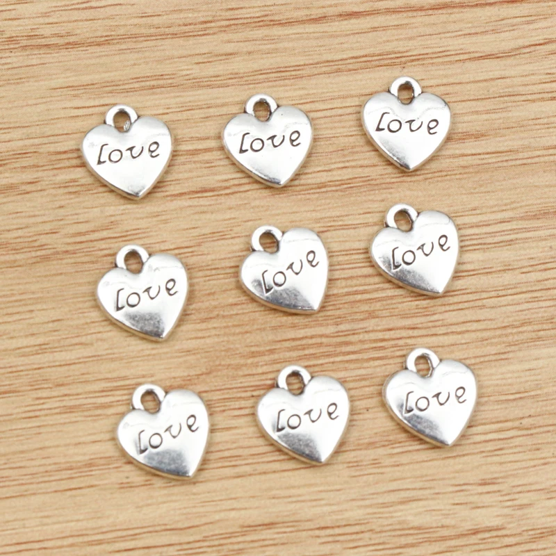 20pcs 11x10mm Antique Silver Plated Heart Handmade Charms Pendant:DIY for bracelet necklace