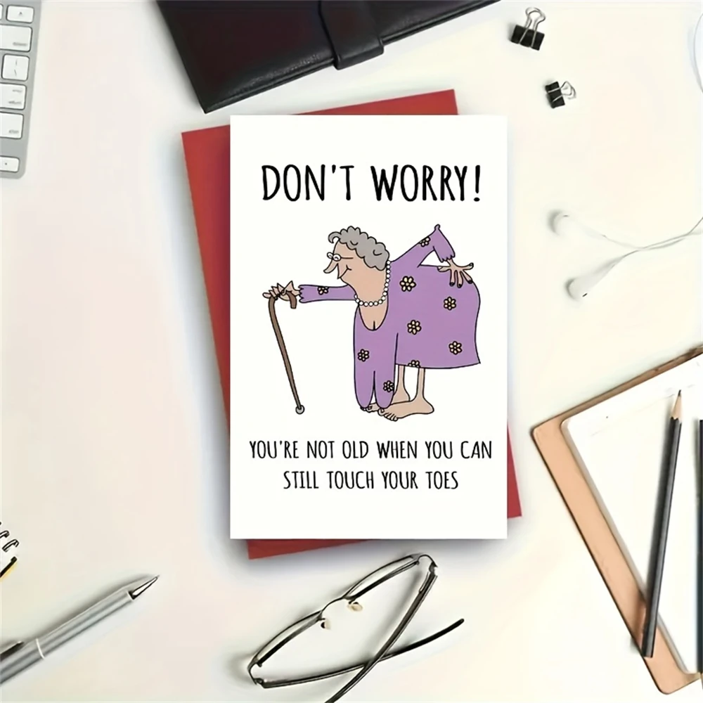 Tarjeta de felicitación de cumpleaños divertida para hermana, mamá, abuela, 1 ud., patrón sólido, 'no te Worry, no eres viejo cuando aún puedes Tou