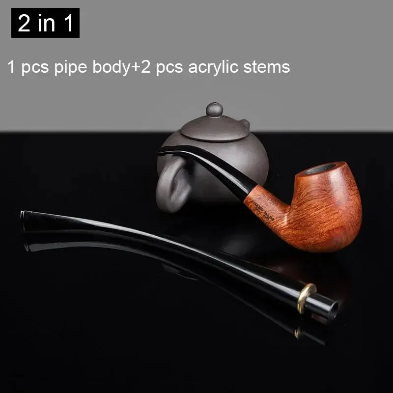 2 in 1 Long Rosewood Tobacco Pipe With Gift Box Churchwarden Smoking Pipe Reading Imitation Marble Rosewood Wood For Men\'s Gift