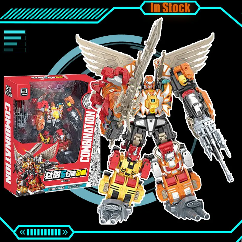 6 In 1 Transformable Toy Combination Transforming Robot Action Figure Predaking Transformation Assemble Model Christmas Gift Toy