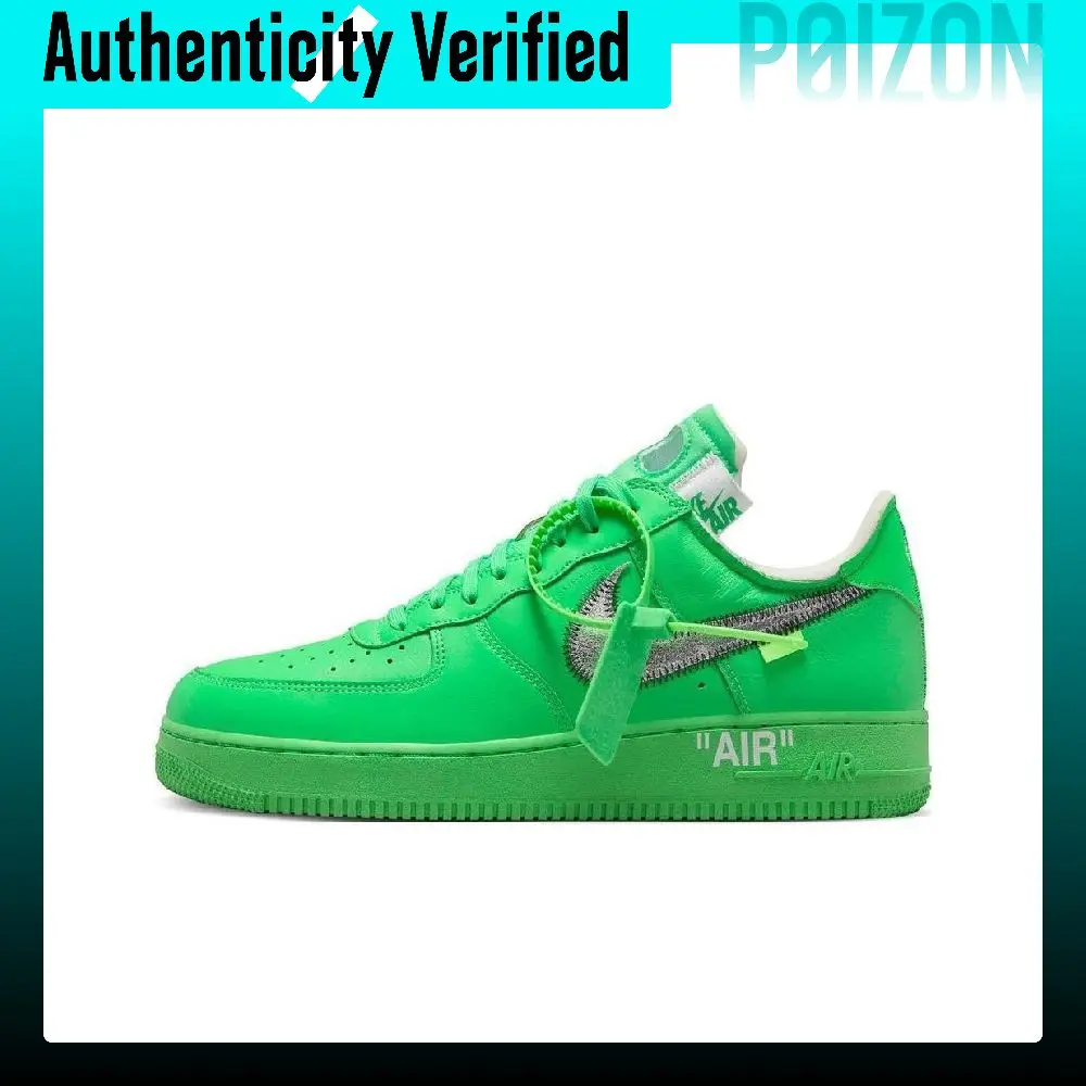 OFF-WHITE X Nike Air Force 1 Skate Shoes Unisex Low-top Green/Silver DX1419-300