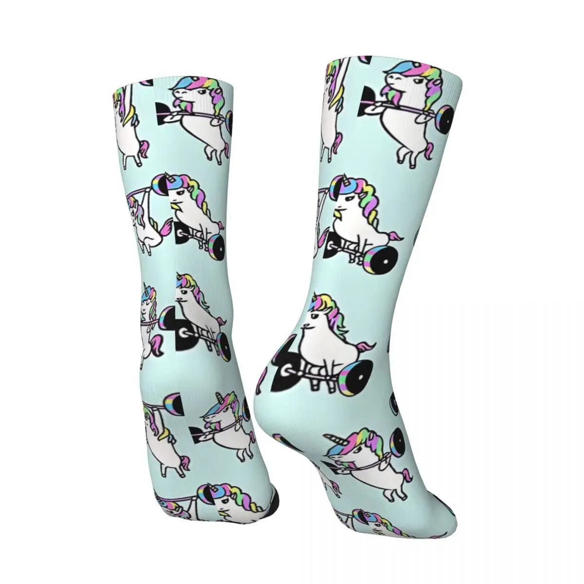 Happy Funny LIFTING Unicorn Men\'s Socks Retro Harajuku Gym Street Style Novelty Casual Crew Crazy Sock Gift Printed