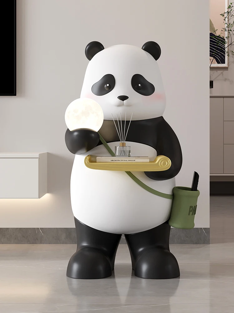 Panda Statue for Home Decor,TV Cabinet,Living Room,Sofa Side,Floor Lamp Tray,Storage Decoration,Sculpture Craft,Luxury Gift,75cm