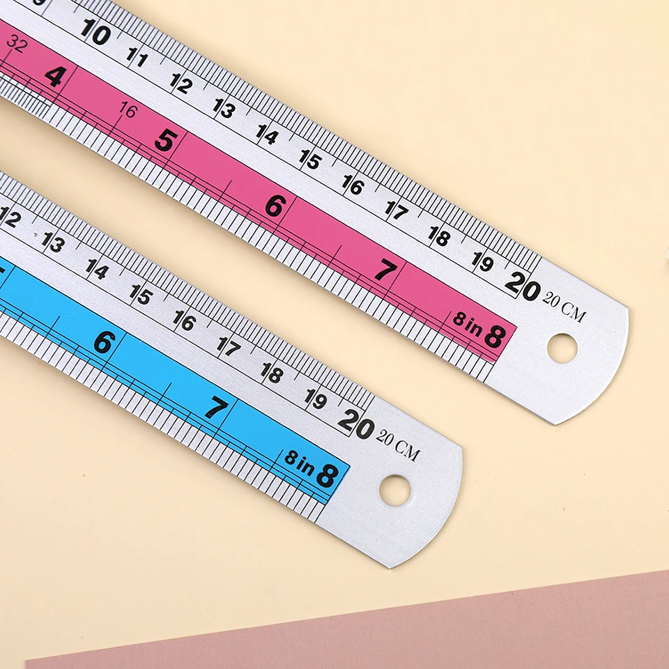 Fniiva 5Pcs 20CM Aluminium Straight Ruler Multi-functional Colorful Ruler Drawing Design Stationery Accessories