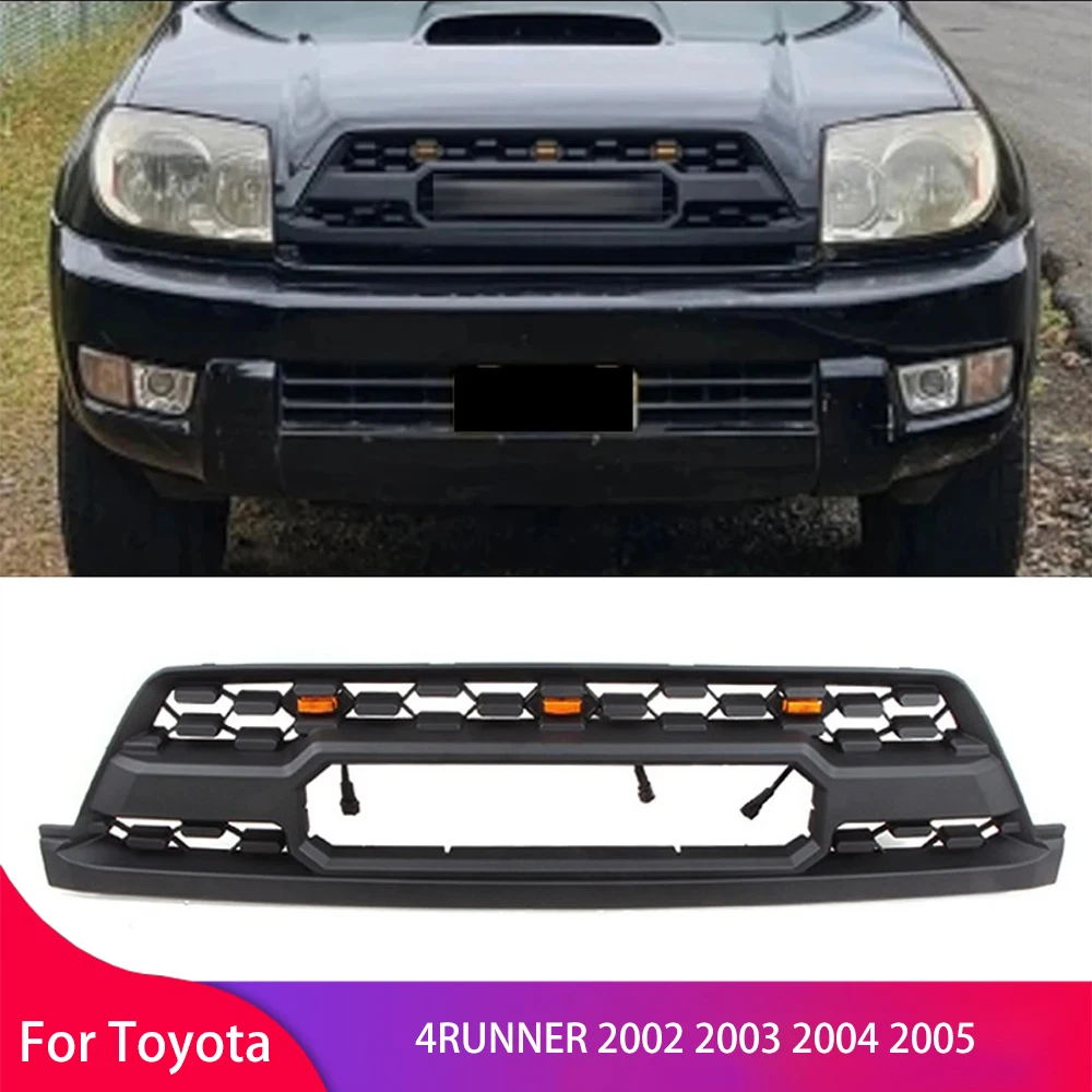 Front Grille fit with LED lights front grill bumper upper For Toyota 4RUNNER 2002 2003 2004 2005 Middle grille air intake grille