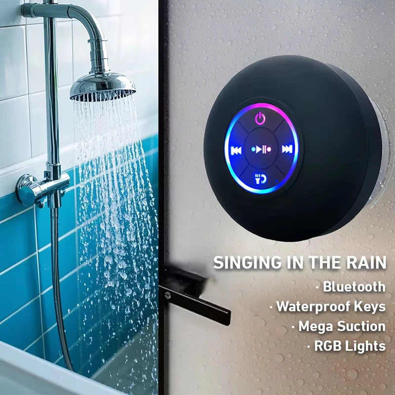 Portable Wireless Bluetooth Speaker with LED Light IPX4 Waterproof