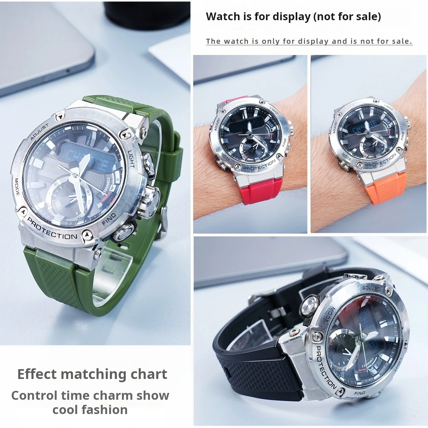 GST-B200 الراتنج حزام الساعات ل كاسيو G-SHOCK GST-B200-1A الرجال الرياضة مقاوم للماء ساعة سيليكون حزام المطاط سوار المعصم الفرقة #3