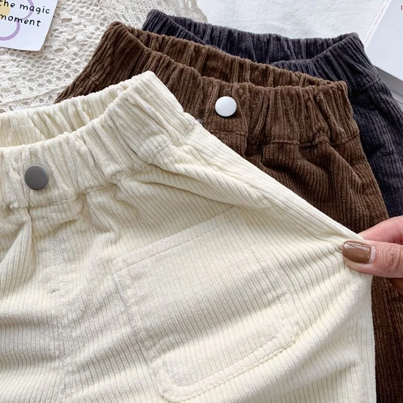 New Spring Autumn Kids Pants 2-7T Simple Style Boys and Girls Loose Corduroy Trousers Baby Clothing Children Pants Outdoor Wear view 3