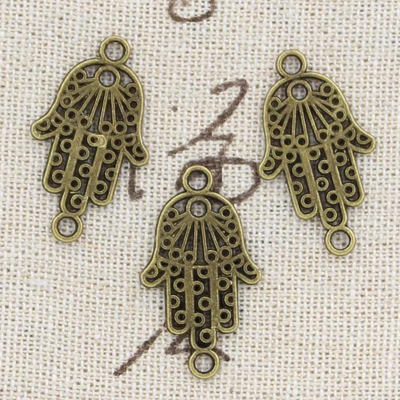 30 sztuk Charms Hamsa ręcznie ochrony złącze 26x15mm antyczny brąz kolor srebrny wisiorki dokonywanie DIY Handmade tybetański biżuteria — zdjęcie 3