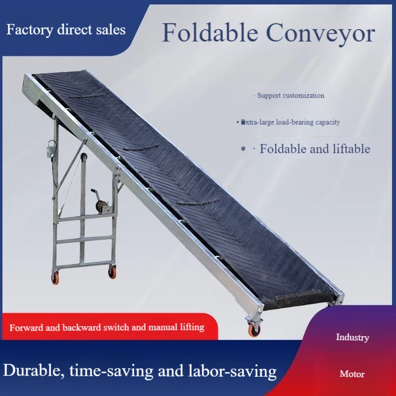 Conveyor Belt System, Small Mobile Folding Incline Belt Loader with Adjustable Height for Loading/Unloading