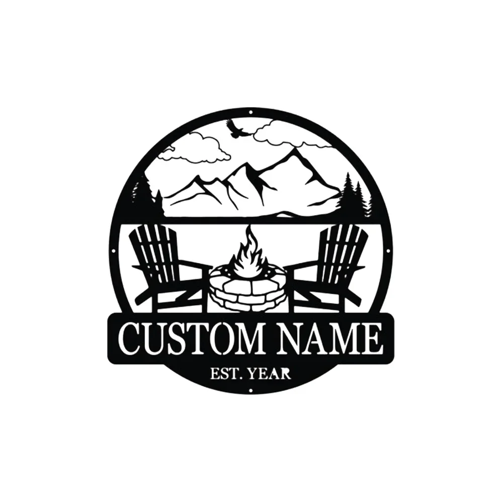 Metal Sign Custom Campfire Camper Decor Personalized Camping Gift Fire Pit  Cabin Campsite Marker Decorative