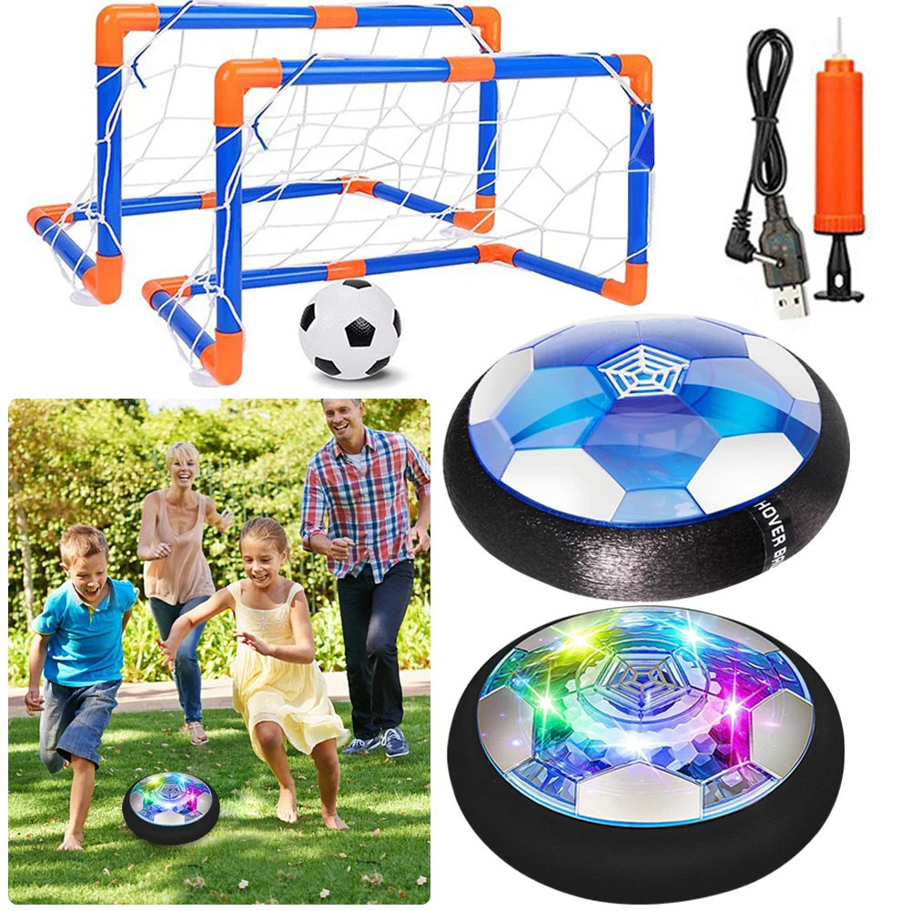 LEDライトとフォームバンパー付きホバーサッカーボール、屋内外兼用エアパワーホバーボール、子供用エアフローティングサッカーボール