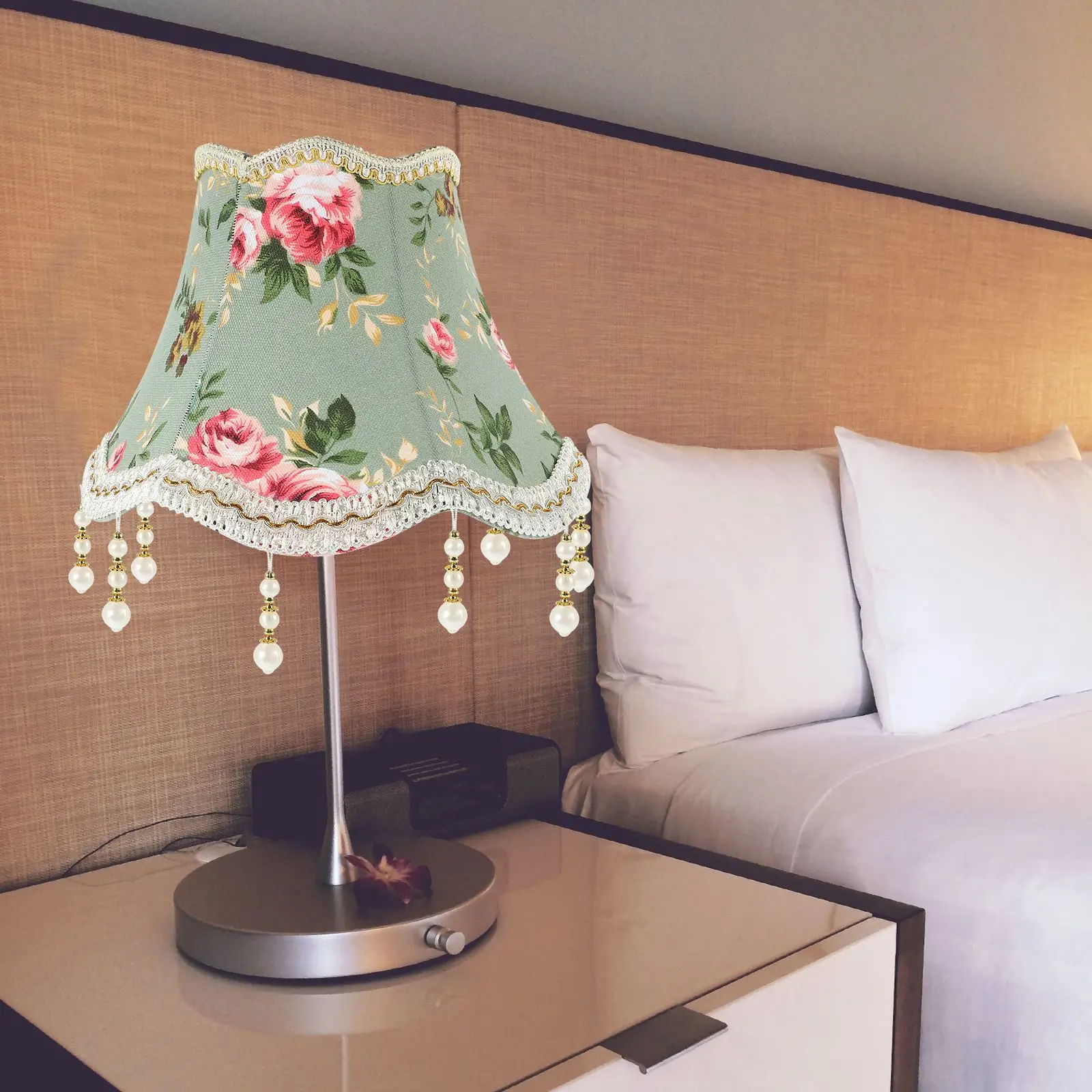 European Style Lampshade Home Decorative Lampshade Decor 25cm Beaded Lace Lamp Cover Replacement for Table Floor Lights