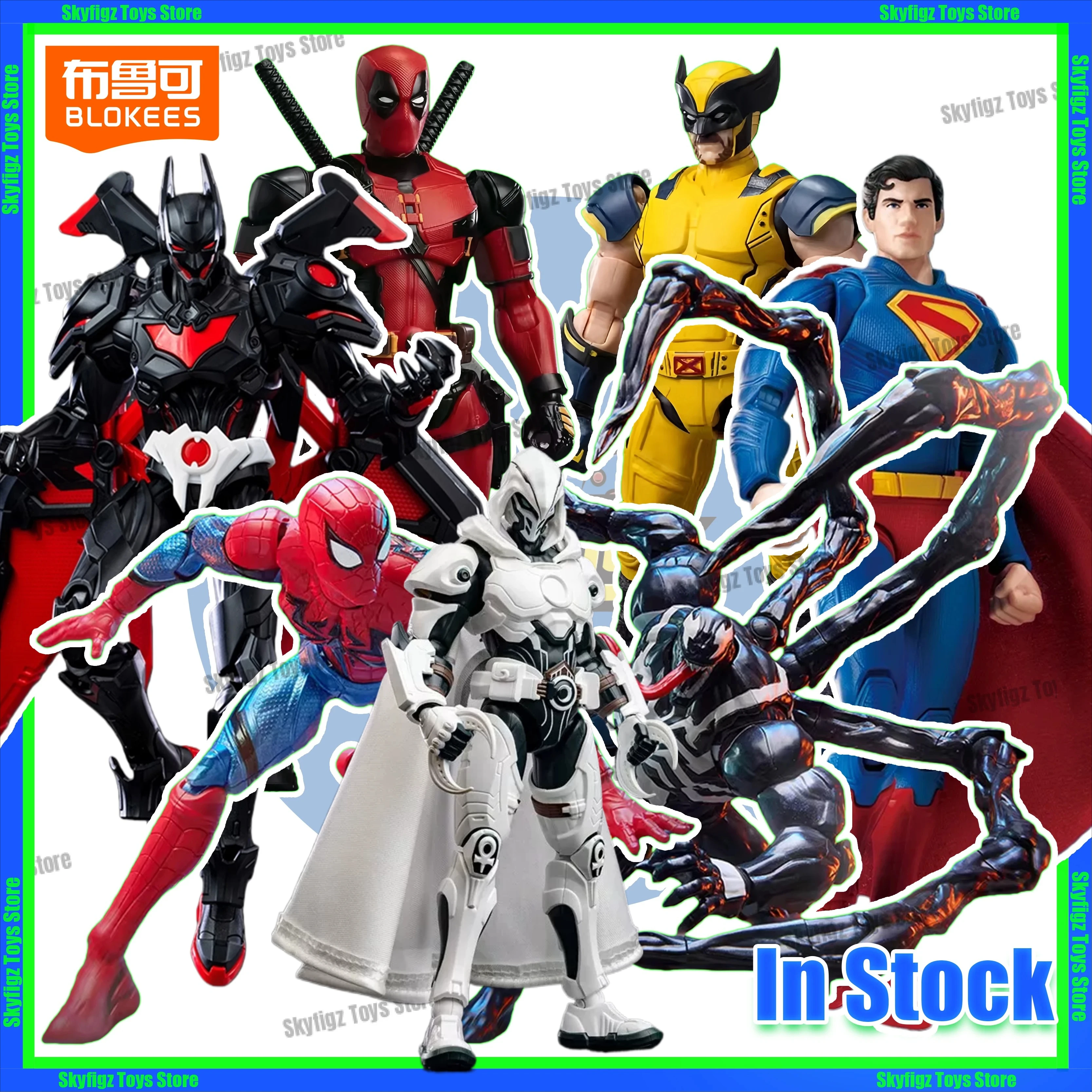 En Stock Blokees Marvel Deadpool Wolverine Superman Batman Spider-Man Venom figura de acción modelo mano figura colección regalo