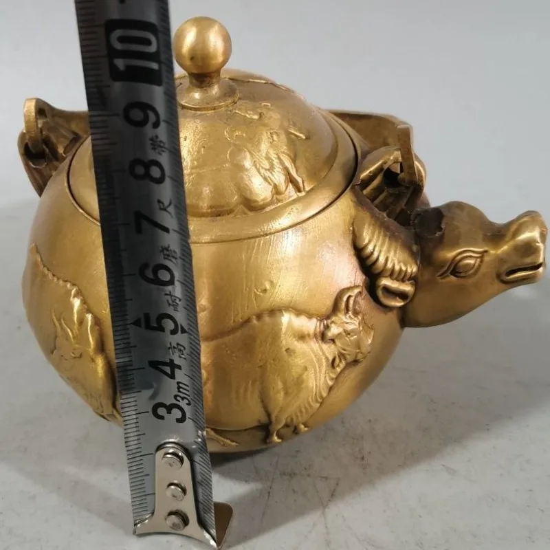 Retro Five cattle ox picture bull head Teapot Ornament Decoration Tea Pet Figurines Desk Decor Accessories
