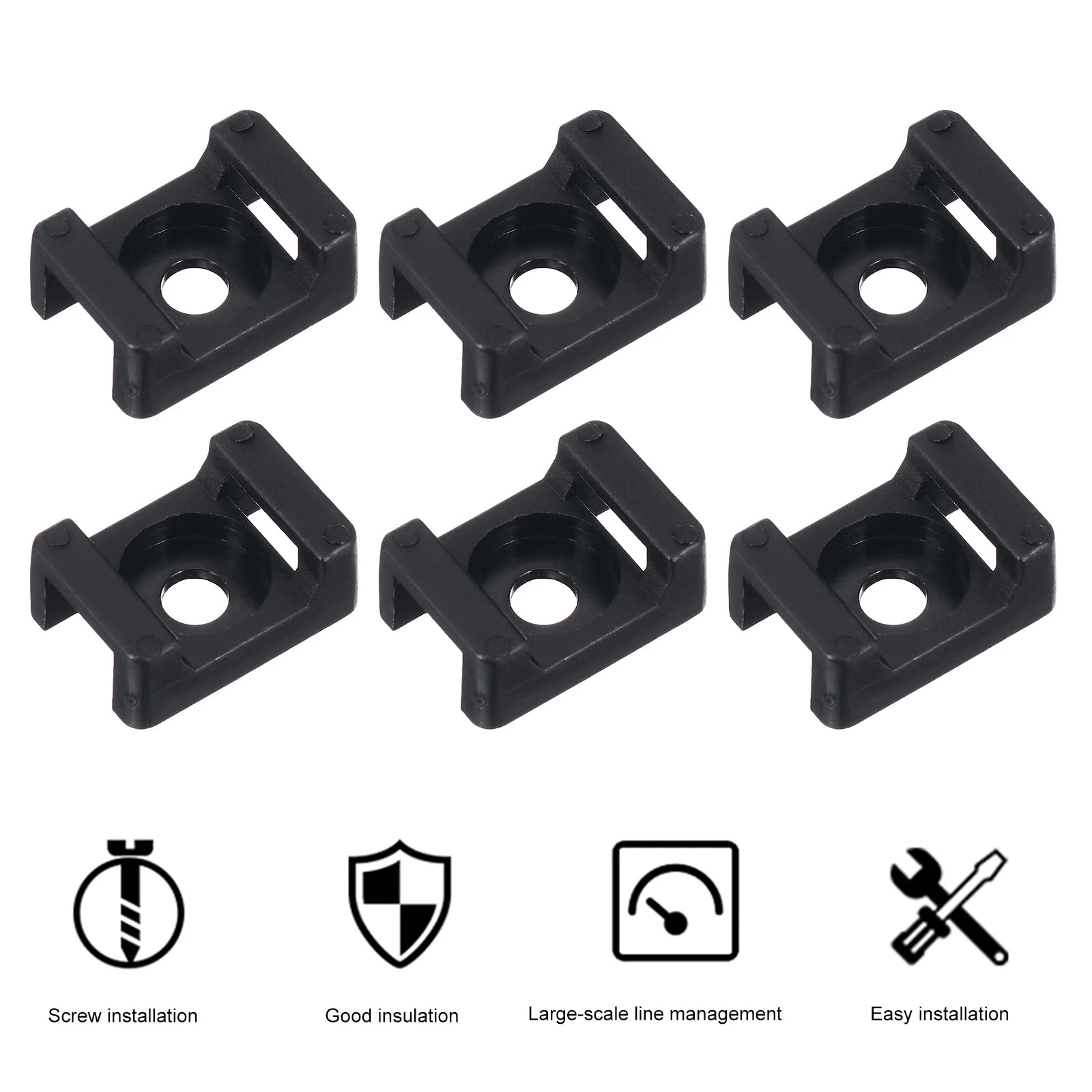 120 Pcs Saddle Cable Tie Holder Clamp Screw Fix Seat Wire Rack Mount Black Ties