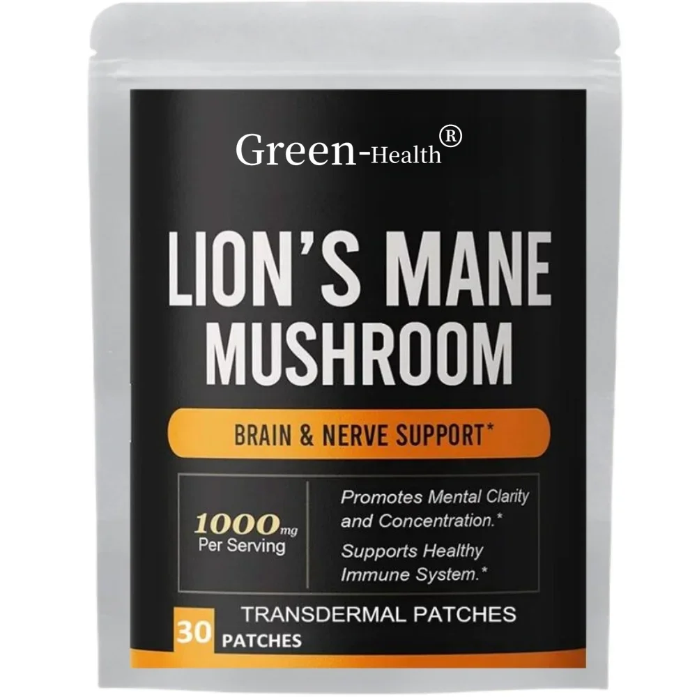 Lions Mane Mushroom Transdermal Patches fördert psychische Klarheit, Konzentration und Gedächtnis – 30 Patches, ein Monat Versorgung