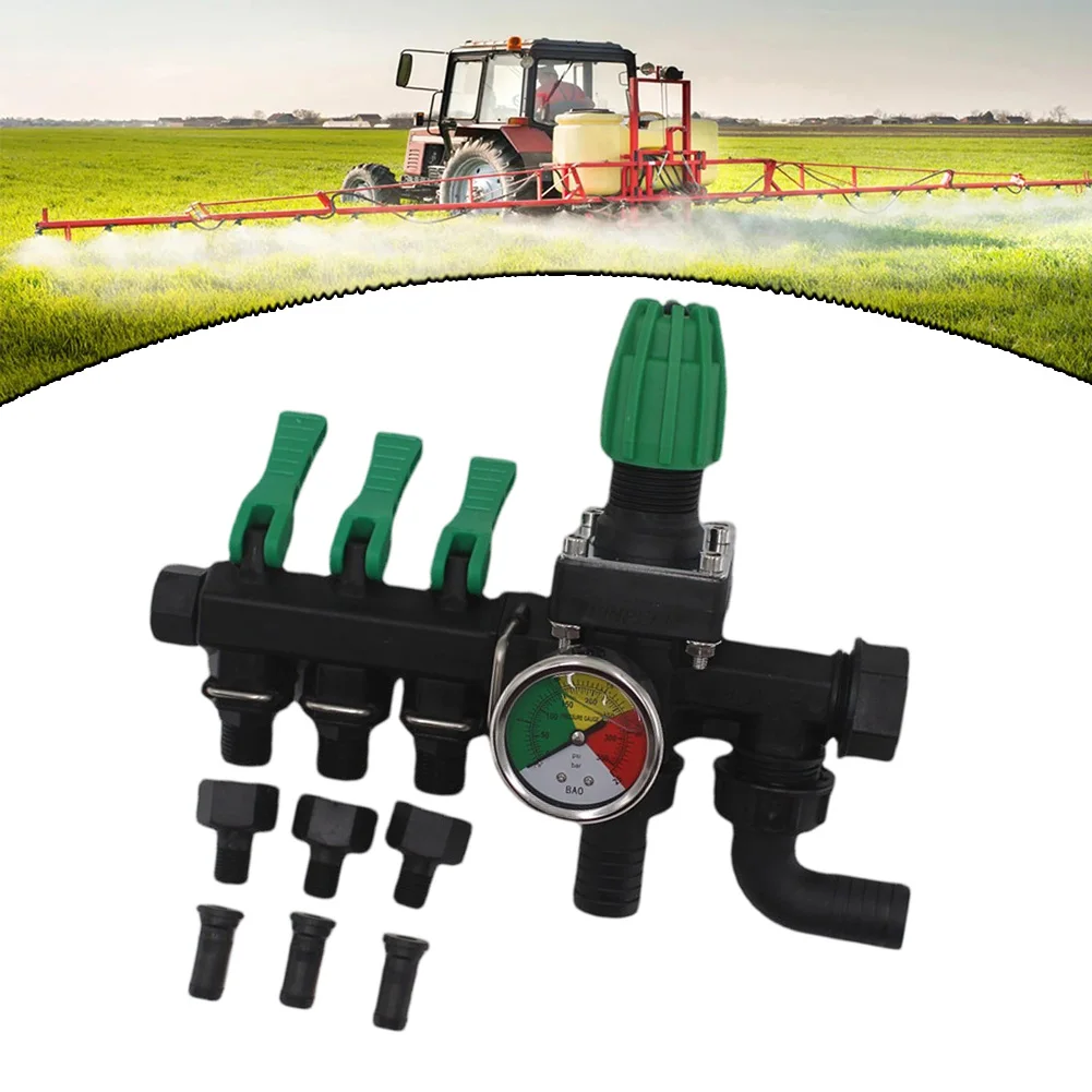 High Pressure Sprayer Valve 23 * 10 * 16cm Agricultural Sprayer Valve Robust ABS Construction Three-Way Manifold Design