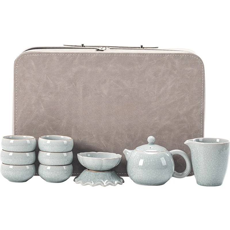 

Travel tea set can be raised open piece bubble teapot ceramic household celadon teapot business