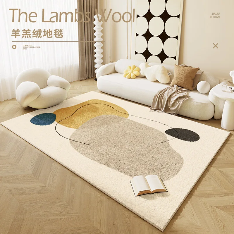 

Nordic New Fashion Largearea Living Room Carpet Thickened Fluffy Soft Bedroom Decorative Carpets Light Luxury Nonslip Home Rug