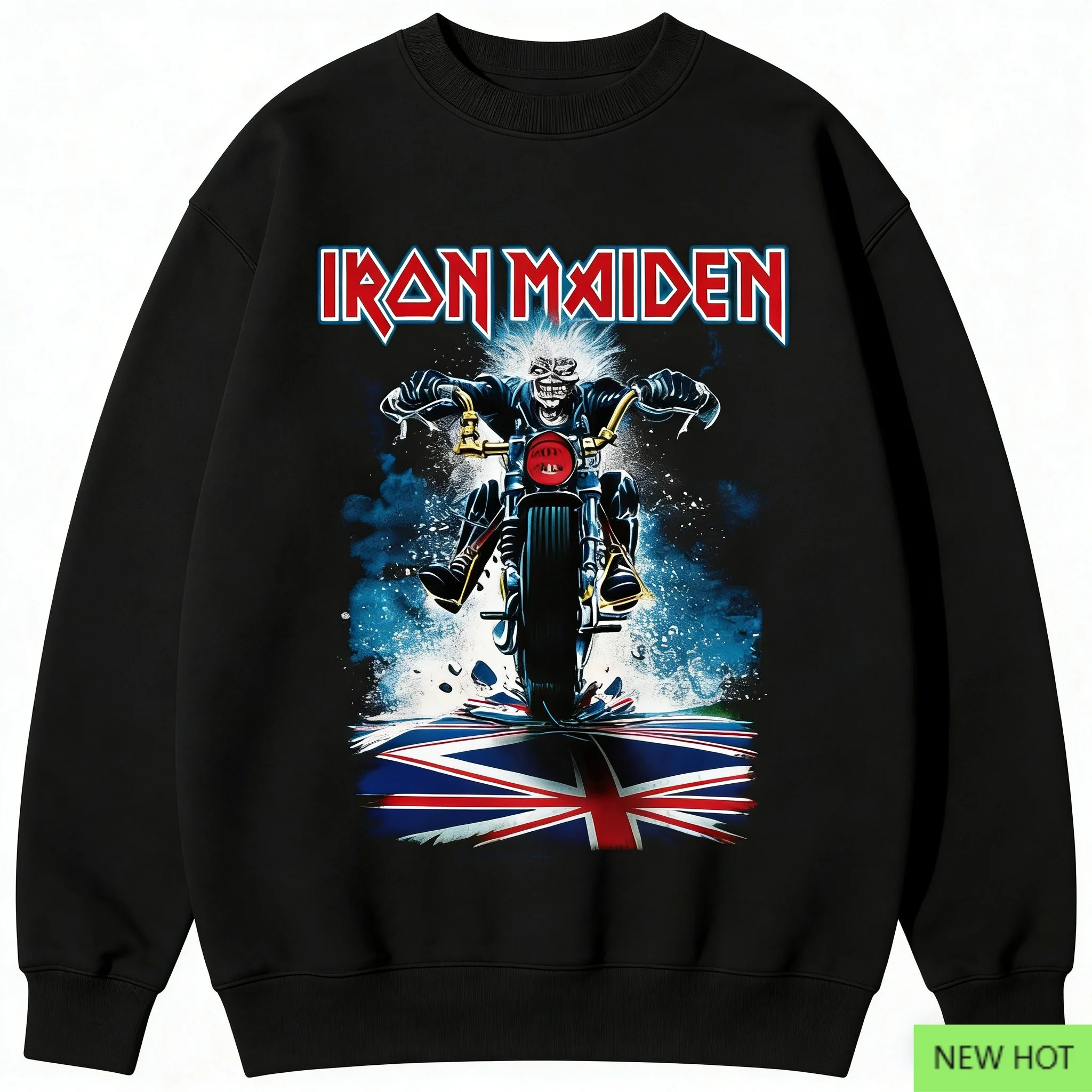 رقبة دائرية للدراجة النارية من Iron Maiden Eddie، قمة معدنية ثقيلة، مثالية للمعجبين الذين يحبون المملكة المتحدة المعدنية الثقيلة والمتشددين Punk Vibe #1