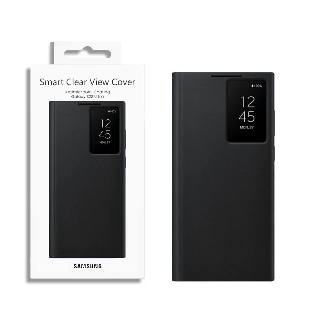 Originele Voor Samsung Galaxy S22 Ultra Smart Clear View Cover Galaxy S22Ultra S-View Flip Smartphone Cover EF-ZS908