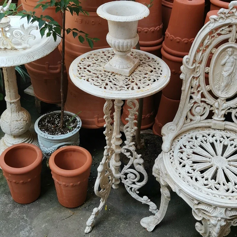 Flower Stand Iron Courtyard Outdoor Retro Grocery Garden Decoration Ins Japanese Style Balcony Decoration round Table Home Decor