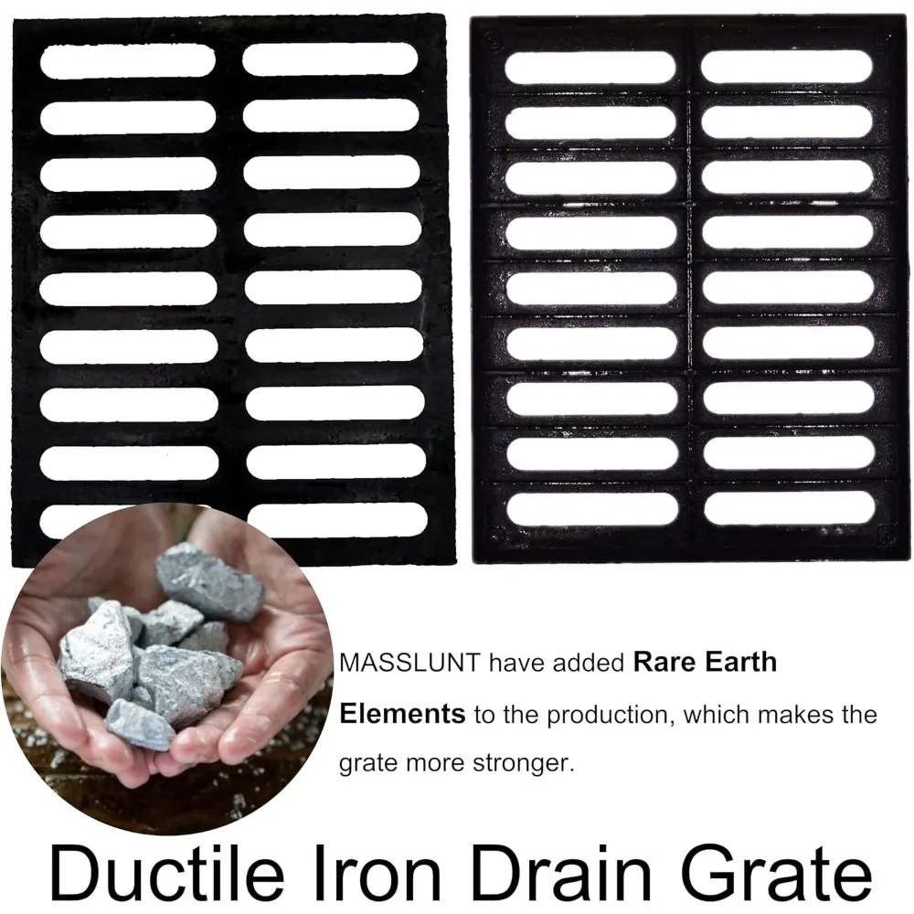 غطاء تصريف خارجي من الحديد الزهر شديد التحمل، شبكة مجاري 20 × 16، شبكة قناة متينة من الفئة A، نظام تصريف مستطيل أسود #2